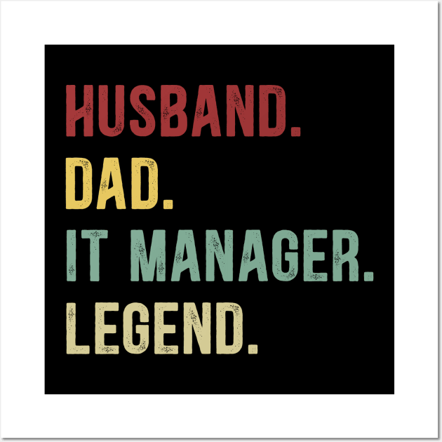 IT Manager Funny Vintage Retro Shirt Husband Dad IT Manager Legend Wall Art by Foatui